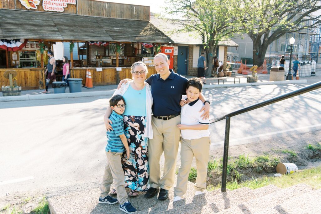 family smiling at medicine park oklahoma