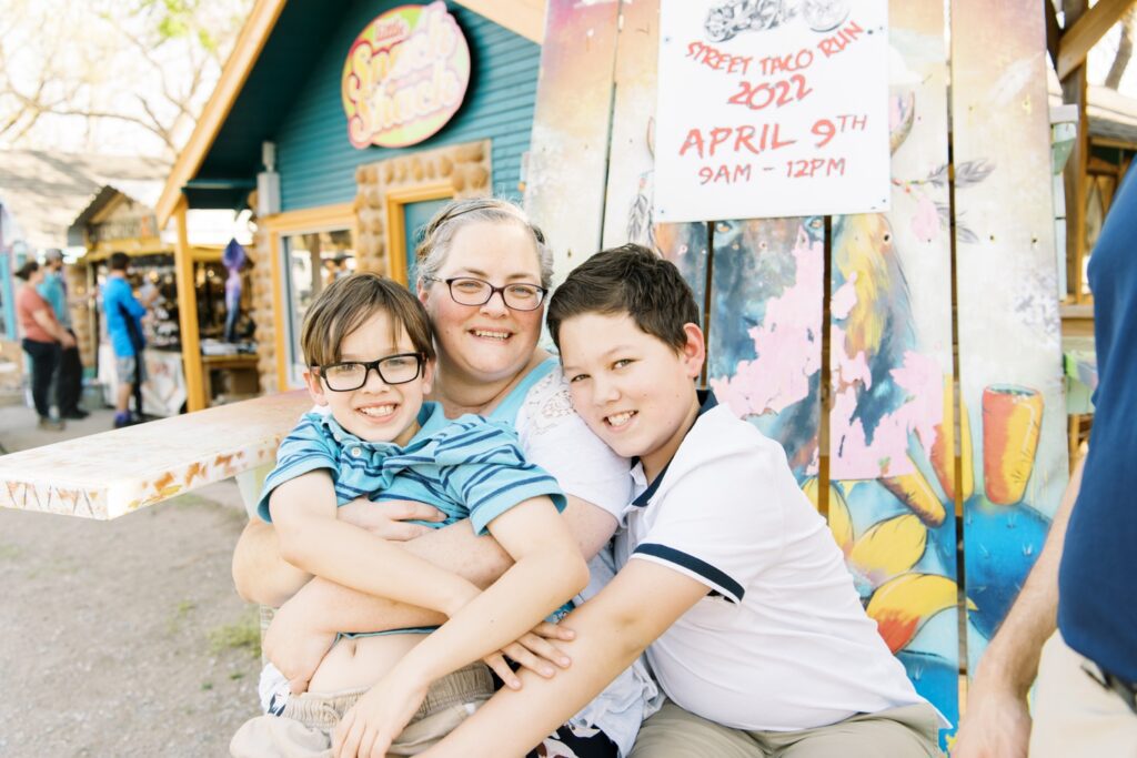 family smiling at medicine park oklahoma