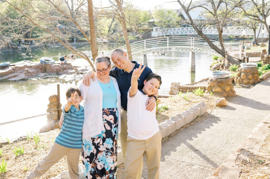 family smiling at medicine park oklahoma