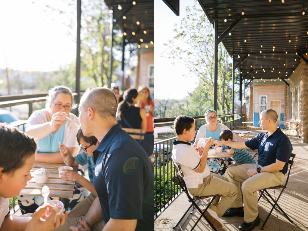 people eating ice cream outside at medicine park